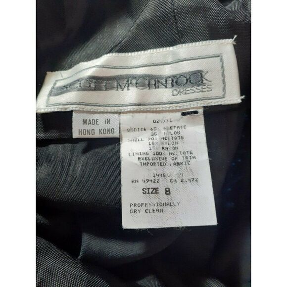 Jessica McClintock Dress Vintage Black Velvet Blue Sparkles Open Back Size 8 - Picture 13 of 13